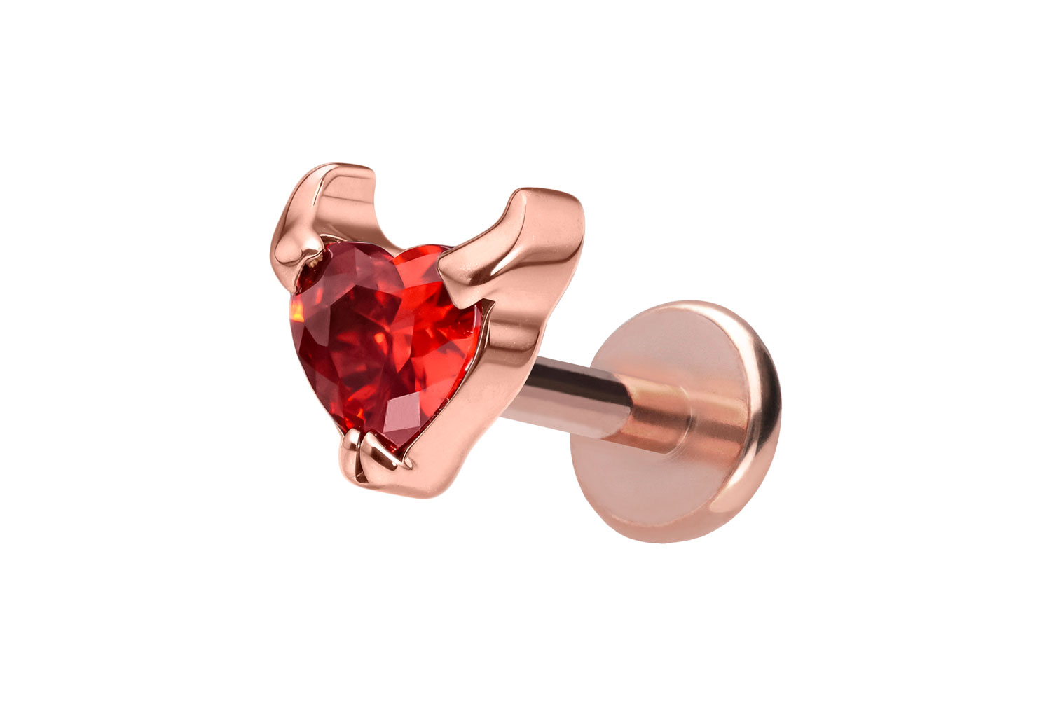 Titan Labret Piercing mit Push Fit TEUFELSHERZ